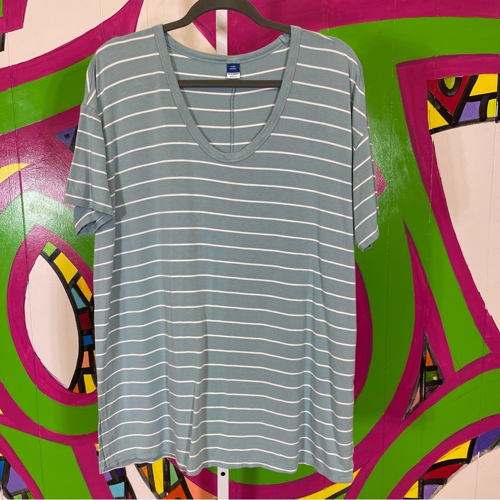 Old Navy Green Striped Short Sleeve Tee